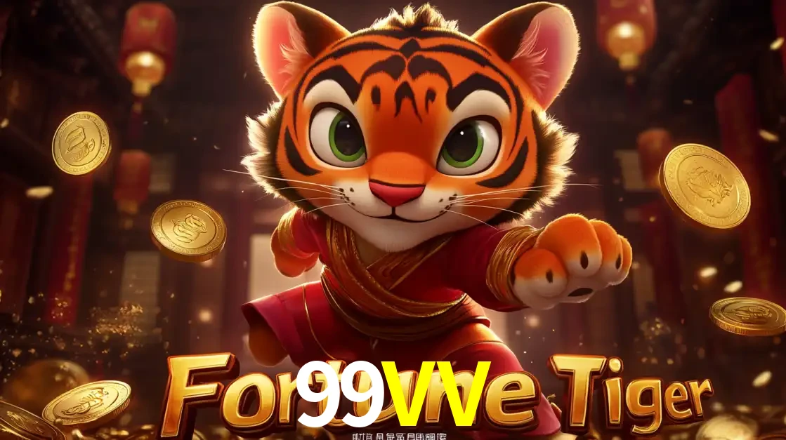 O carismático mascote do jogo de slot Fortune Tiger, um tigre fofo em pose de artes marciais, pronto para trazer sorte e multiplicadores de ganhos no cassino online 99VV.